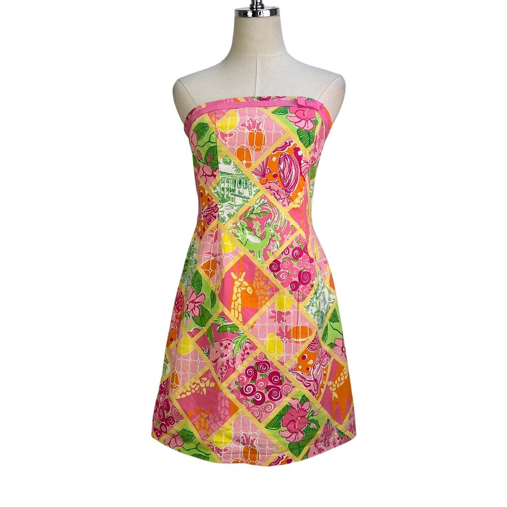 Vintage Lilly Pulitzer Strapless Mini Dress Pink